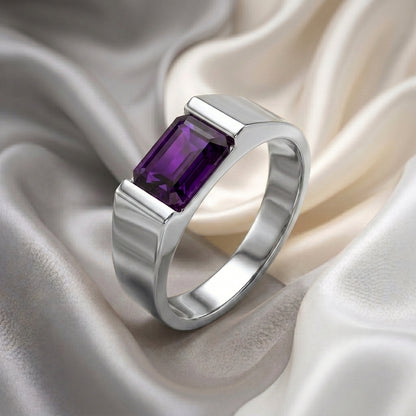 Natural Amethyst Prestige Ring in 925 Sterling Silver