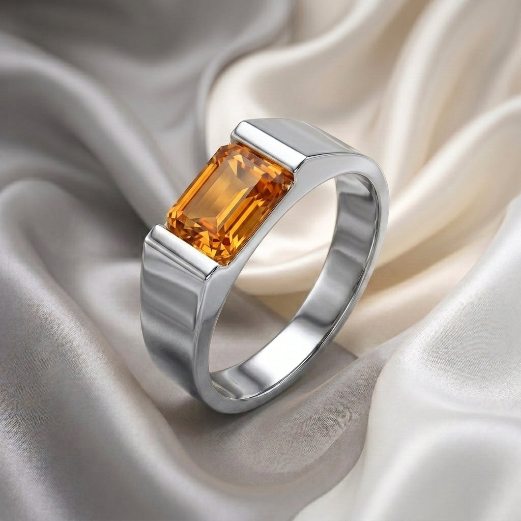 Natural Citrine Prestige Ring in 925 Sterling Silver