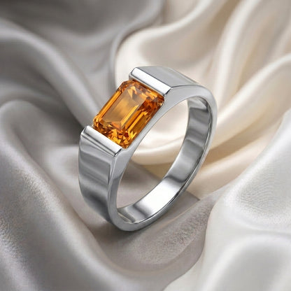 Natural Citrine Prestige Ring in 925 Sterling Silver