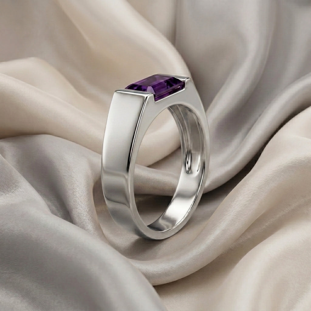 Natural Amethyst Prestige Ring in 925 Sterling Silver