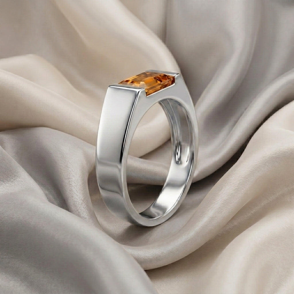 Natural Citrine Prestige Ring in 925 Sterling Silver