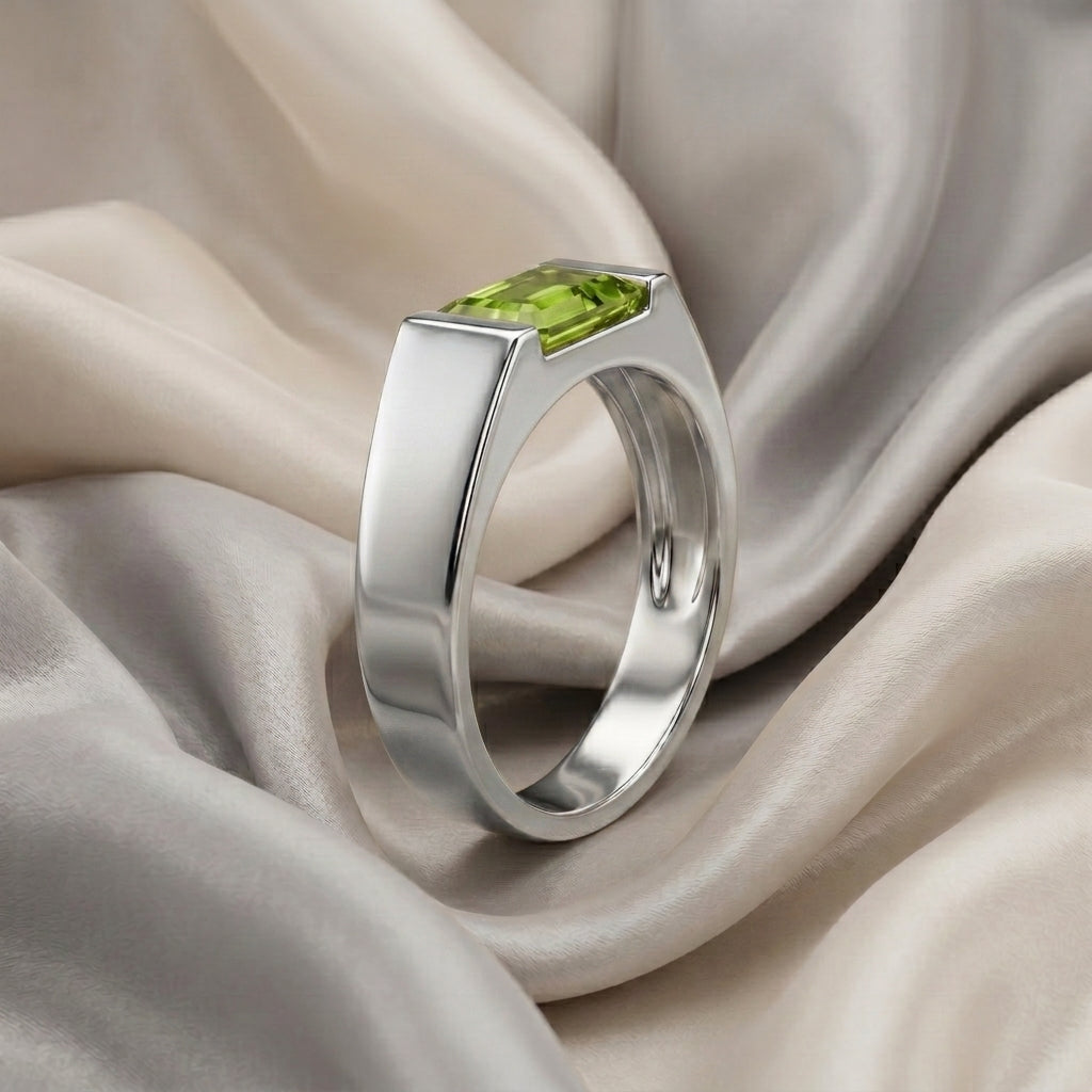Natural Peridot Prestige Ring in 925 Sterling Silver