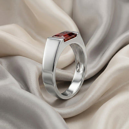 Natural Red Garnet Prestige Ring in 925 Sterling Silver