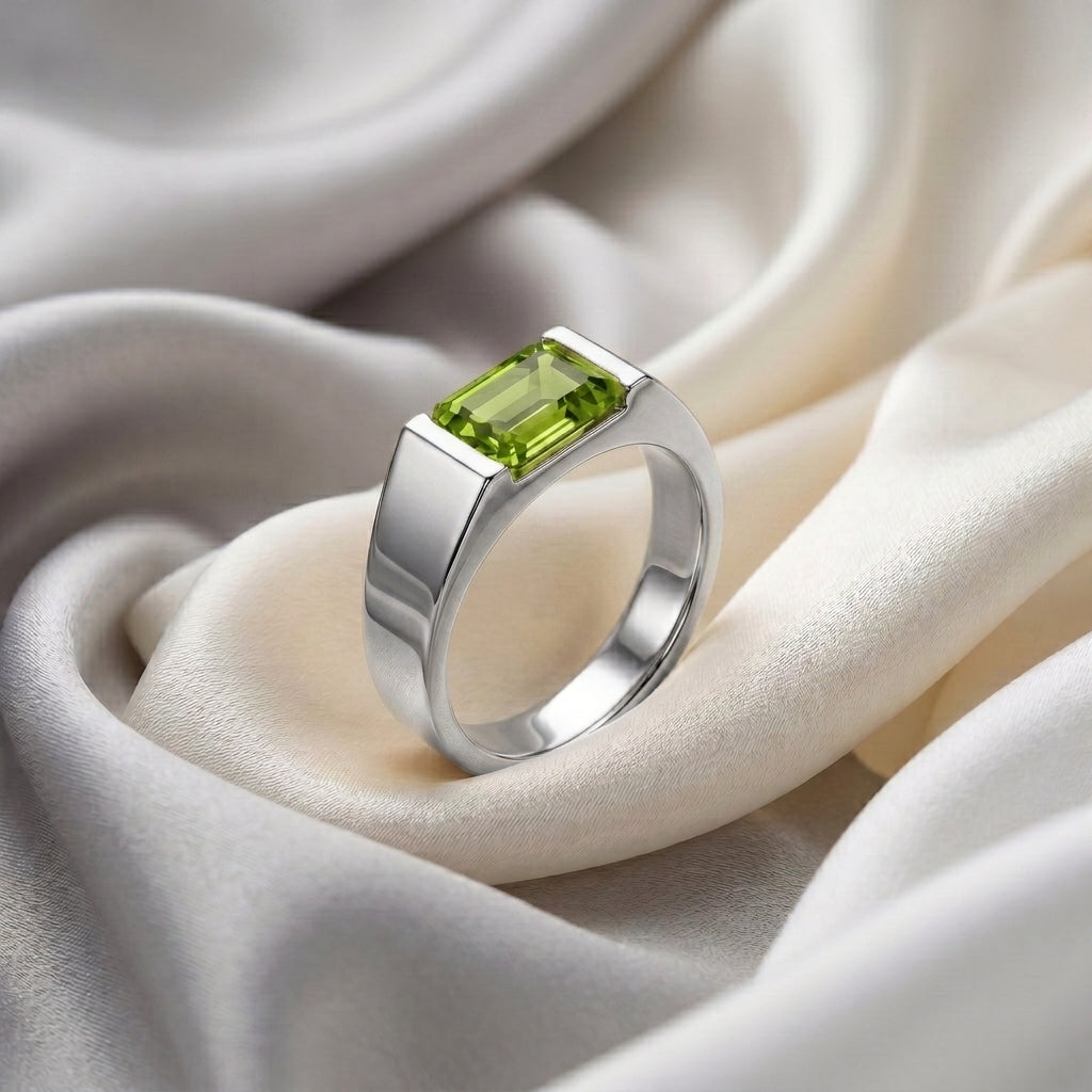 Natural Peridot Prestige Ring in 925 Sterling Silver