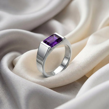 Natural Amethyst Prestige Ring in 925 Sterling Silver