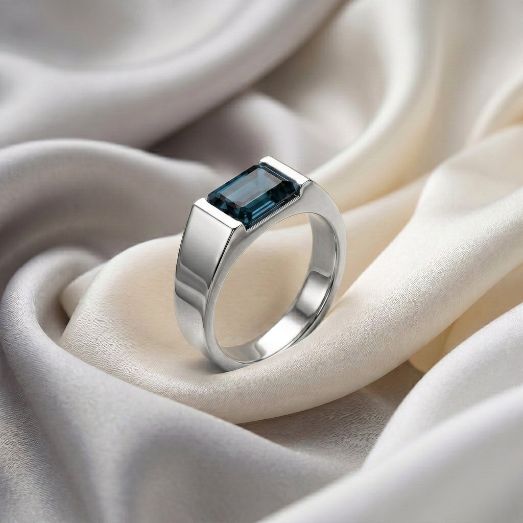 Natural London Blue Topaz Prestige Ring in 925 Sterling Silver