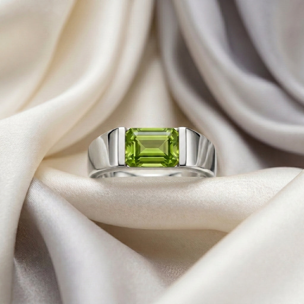 Natural Peridot Prestige Ring in 925 Sterling Silver
