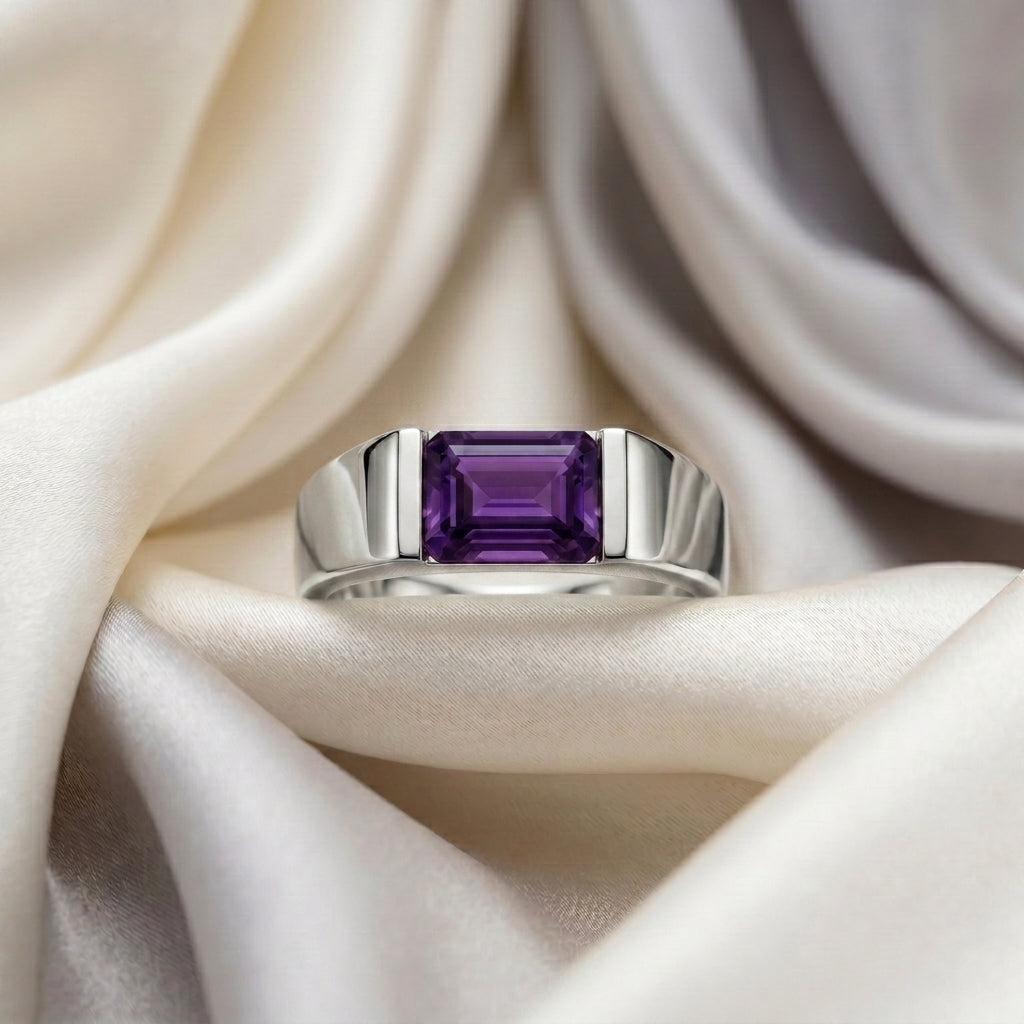 Natural Amethyst Prestige Ring in 925 Sterling Silver