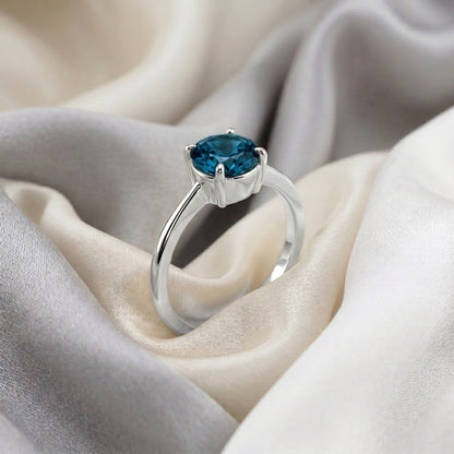 Natural London Blue Topaz The Ever Ring in 925 Sterling Silver