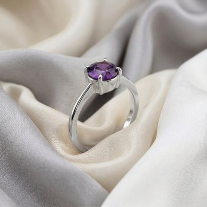 Natural Amethyst The Ever Ring in 925 Sterling Silver