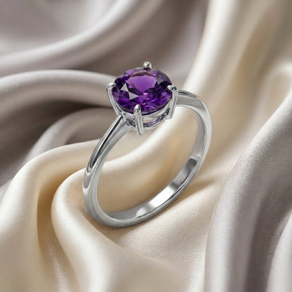 Natural Amethyst The Ever Ring in 925 Sterling Silver