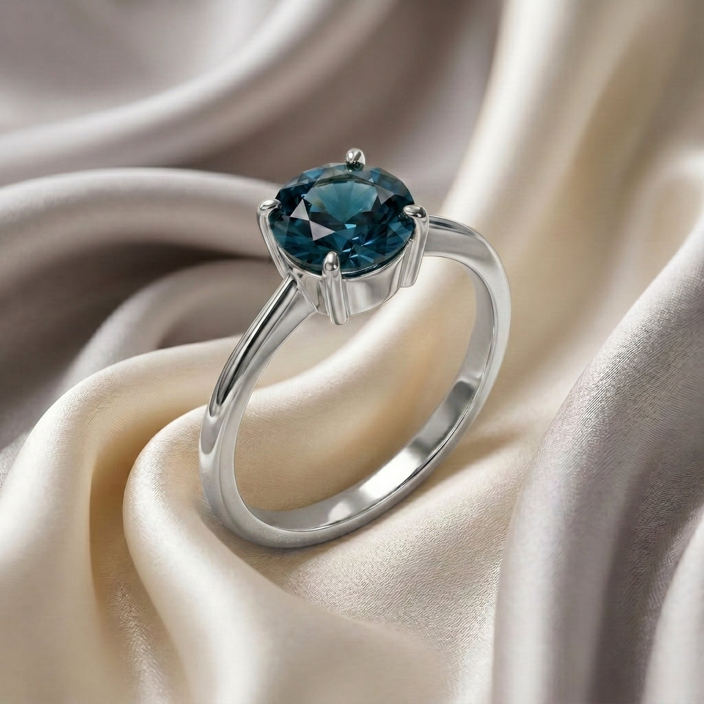 Natural London Blue Topaz The Ever Ring in 925 Sterling Silver