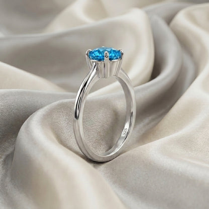 Natural Swiss Blue Topaz The Ever Ring in 925 Sterling Silver