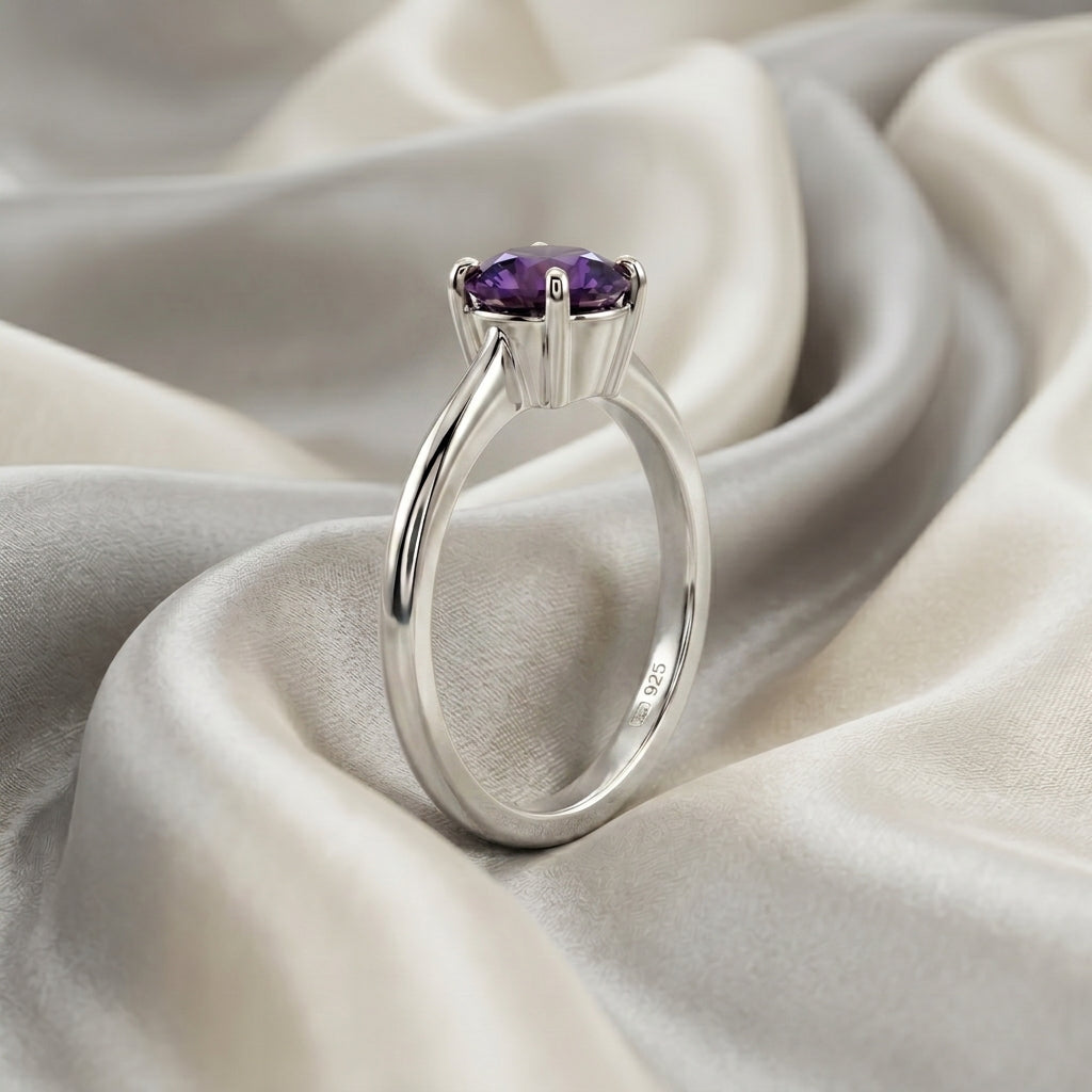 Natural Amethyst The Ever Ring in 925 Sterling Silver