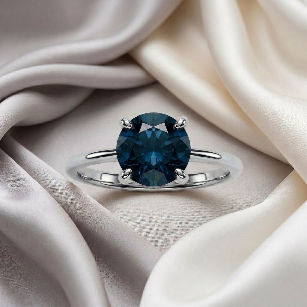 Natural London Blue Topaz The Ever Ring in 925 Sterling Silver
