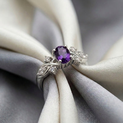 Natural Amethyst The Willow Ring in 925 Sterling Silver