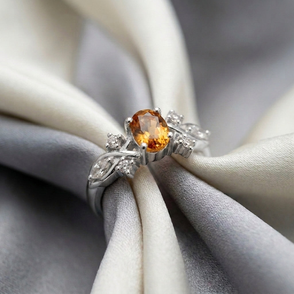 Natural Citrine The Willow Ring in 925 Sterling Silver