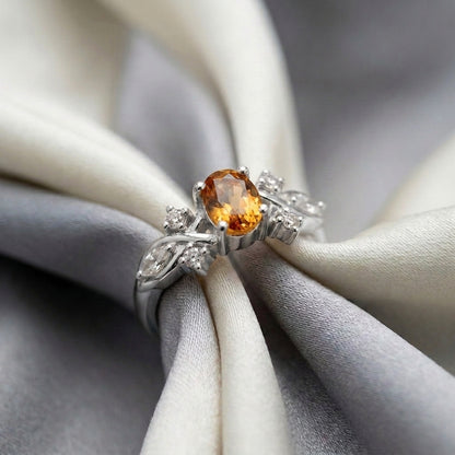 Natural Citrine The Willow Ring in 925 Sterling Silver