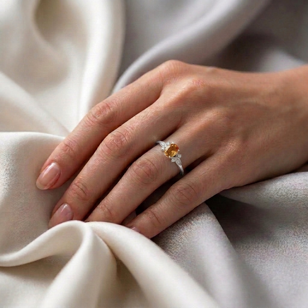 Natural Citrine The Willow Ring in 925 Sterling Silver