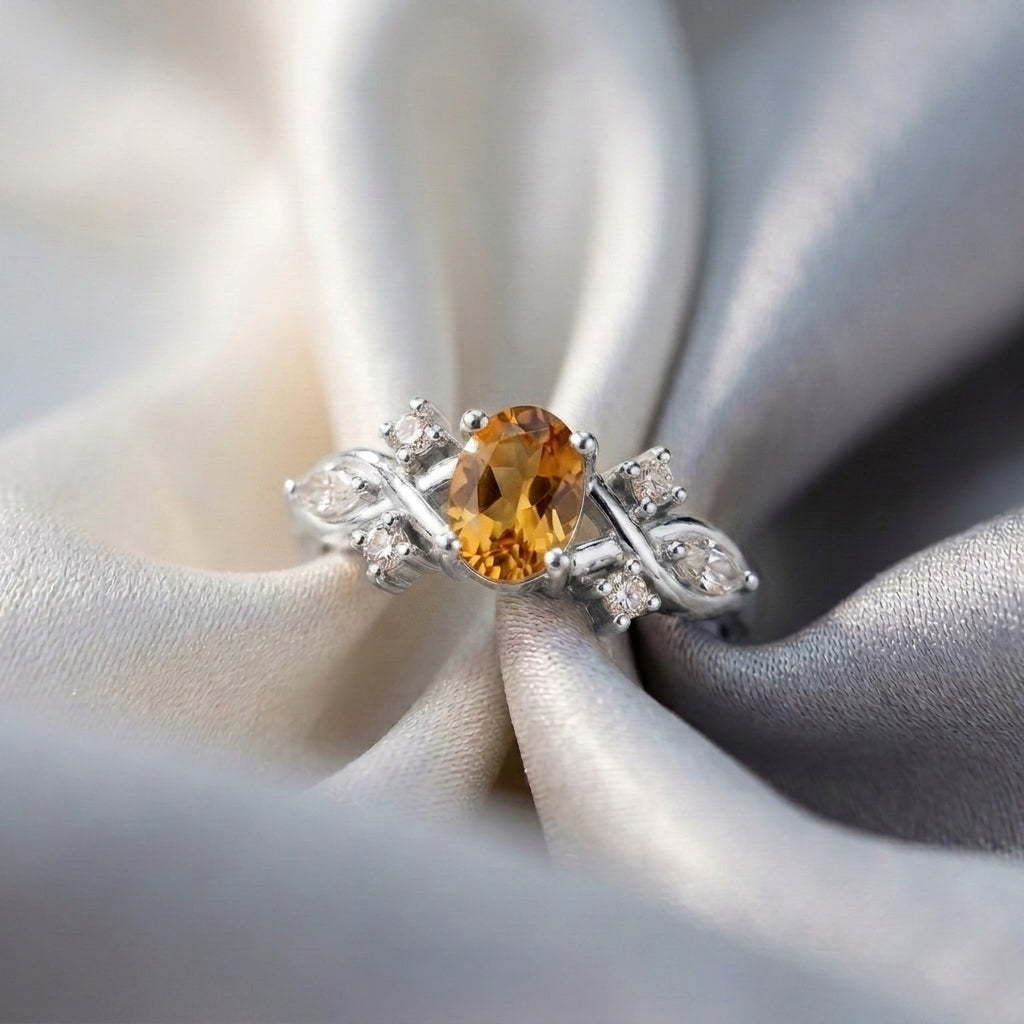 Natural Citrine The Willow Ring in 925 Sterling Silver