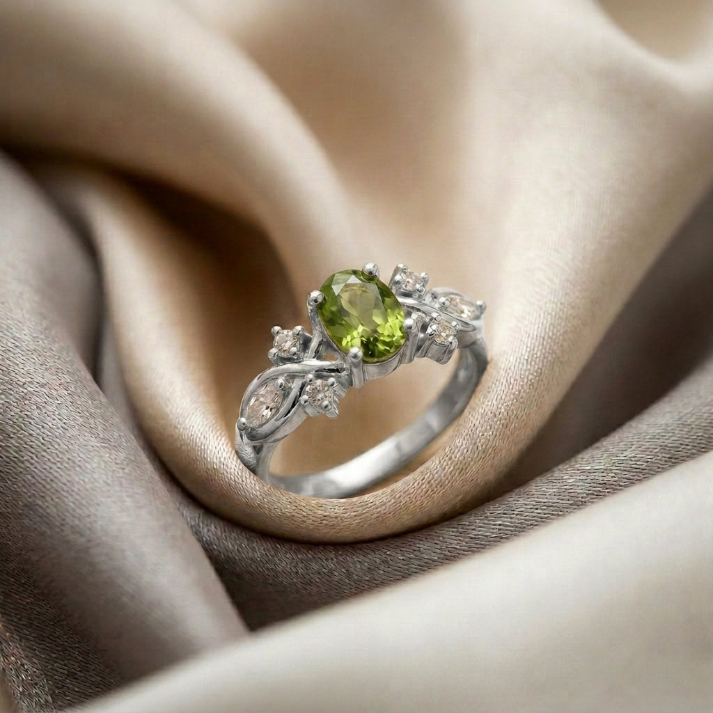 Natural Peridot The Willow Ring in 925 Sterling Silver