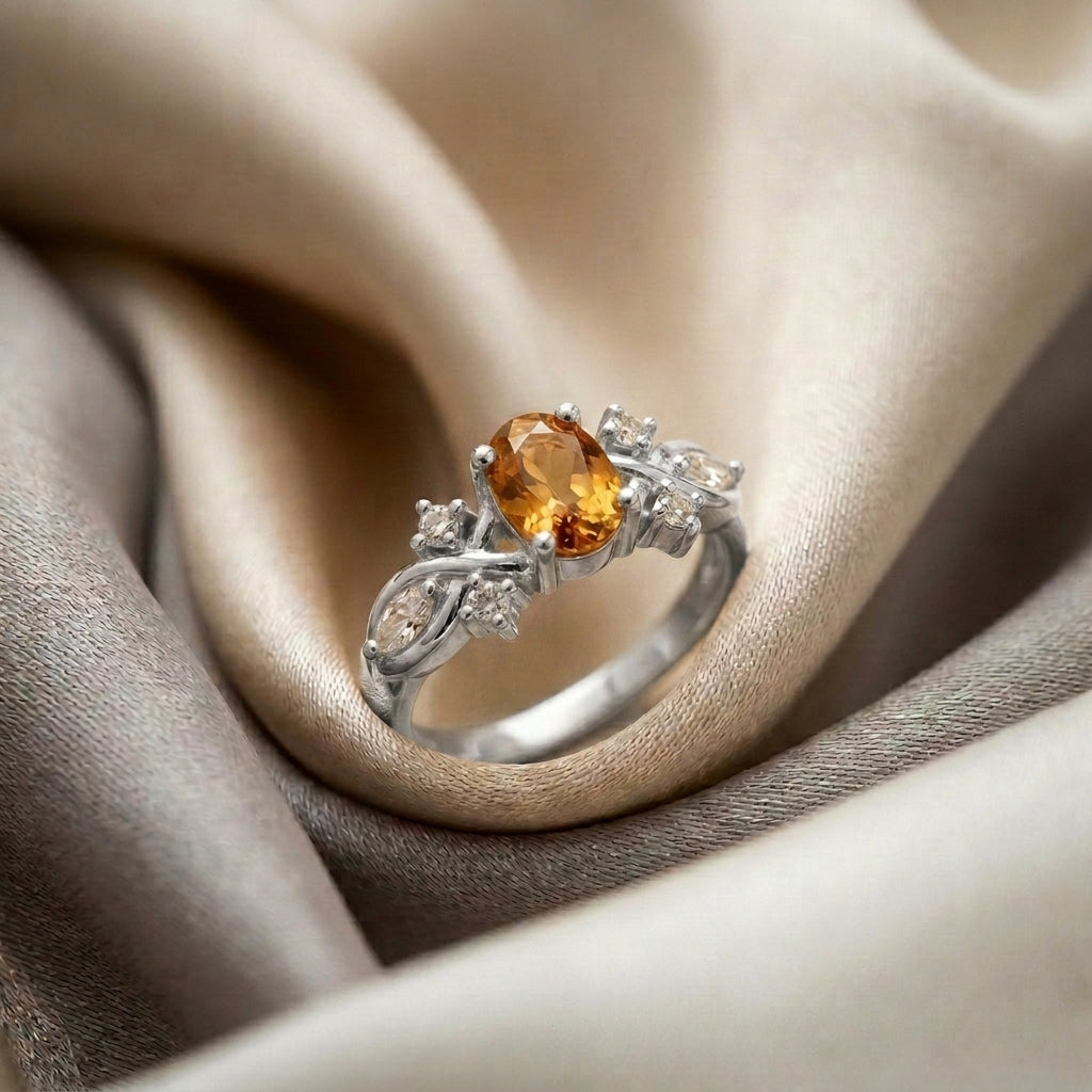 Natural Citrine The Willow Ring in 925 Sterling Silver