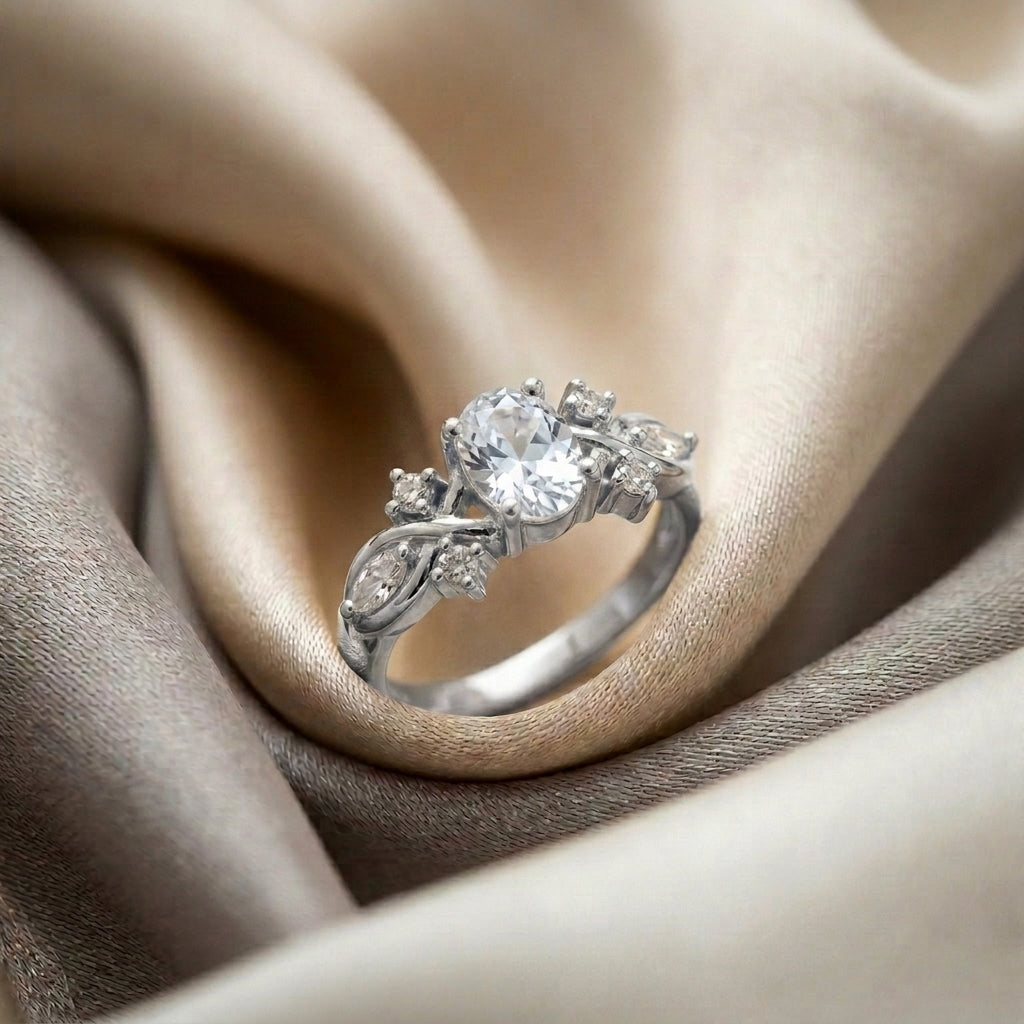 Natural White Topaz The Willow Ring in 925 Sterling Silver