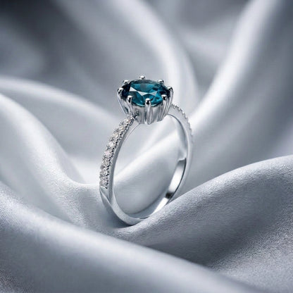 Natural London Blue Topaz Serenity Ring in 925 Sterling Silver