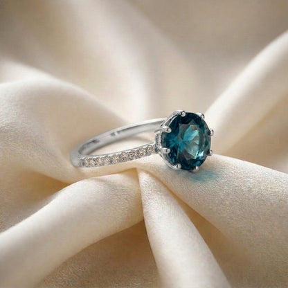 Natural London Blue Topaz Serenity Ring in 925 Sterling Silver