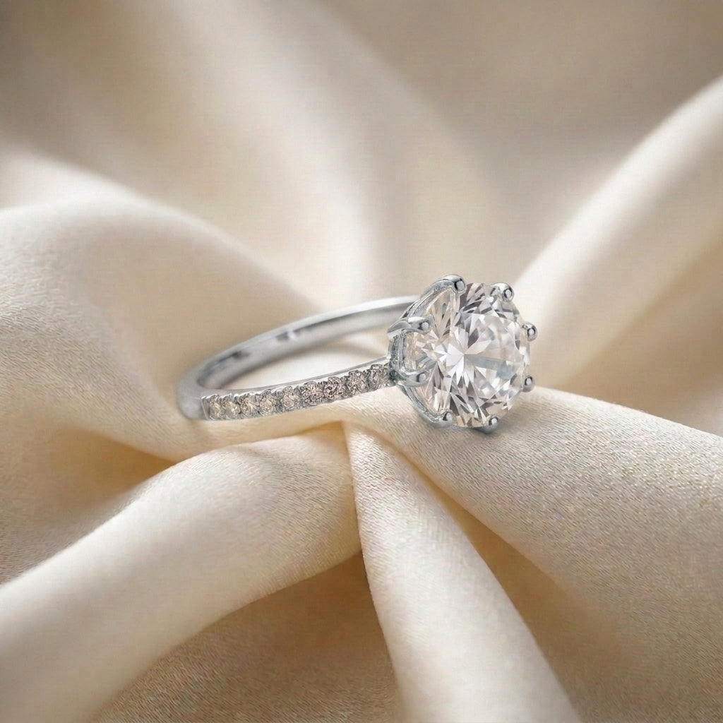 Natural White Topaz Serenity Ring in 925 Sterling Silver