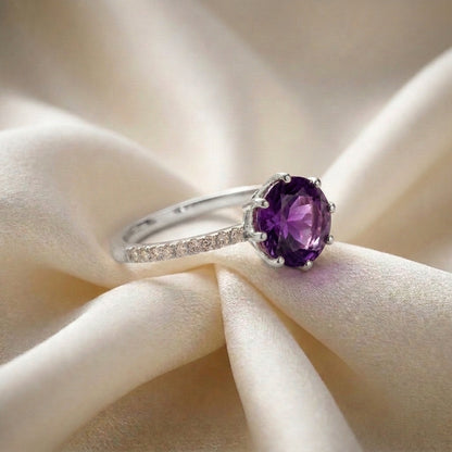 Natural Amethyst Serenity Ring in 925 Sterling Silver