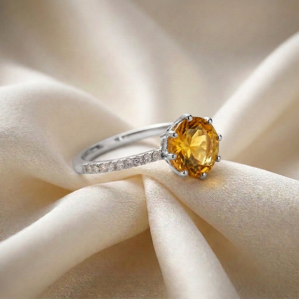 Natural Citrine Serenity Ring in 925 Sterling Silver