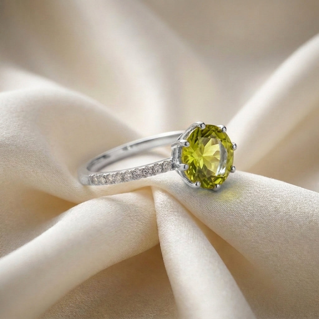 Natural Peridot Serenity Ring in 925 Sterling Silver