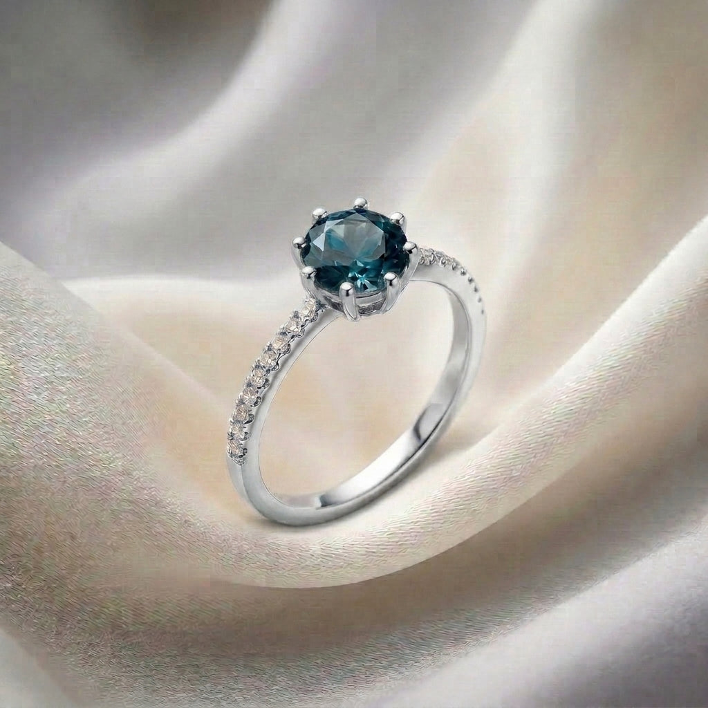 Natural London Blue Topaz Serenity Ring in 925 Sterling Silver