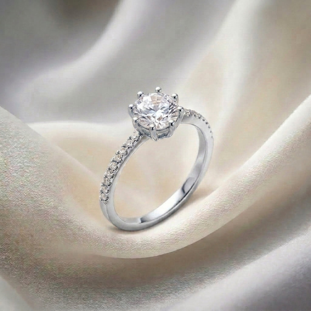 Natural White Topaz Serenity Ring in 925 Sterling Silver