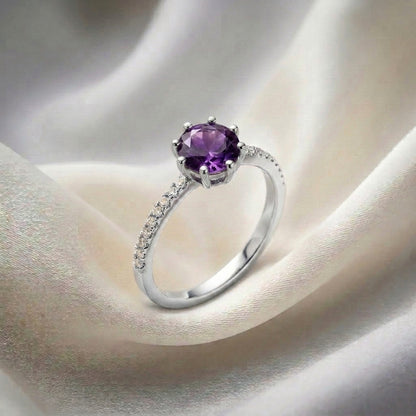 Natural Amethyst Serenity Ring in 925 Sterling Silver