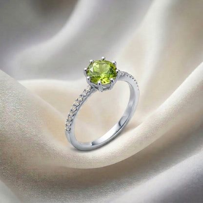 Natural Peridot Serenity Ring in 925 Sterling Silver