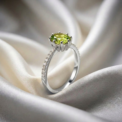 Natural Peridot Serenity Ring in 925 Sterling Silver