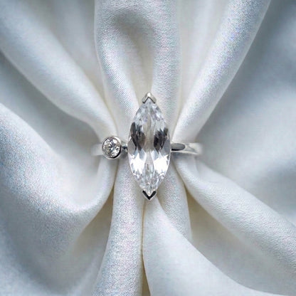 Natural White Topaz Marquise Ring in 925 Sterling Silver