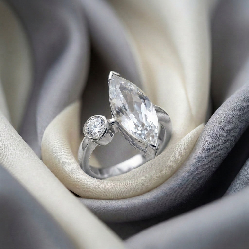 Natural White Topaz Marquise Ring in 925 Sterling Silver