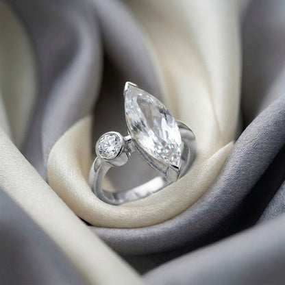 Natural White Topaz Marquise Ring in 925 Sterling Silver
