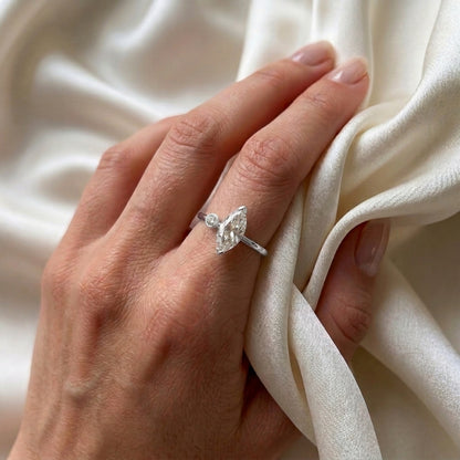Natural White Topaz Marquise Ring in 925 Sterling Silver