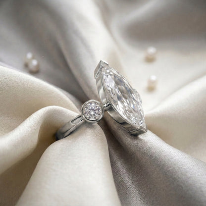 Natural White Topaz Marquise Ring in 925 Sterling Silver