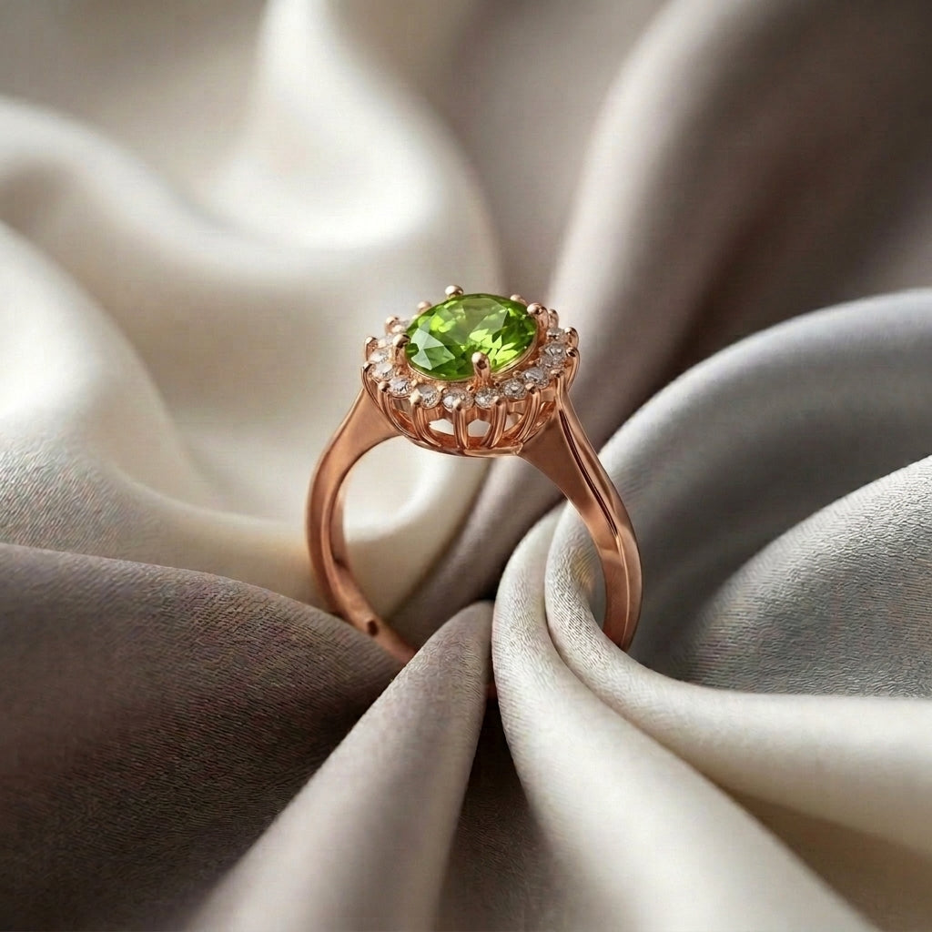 Natural Peridot The Dahlia Ring in 925 Sterling Silver