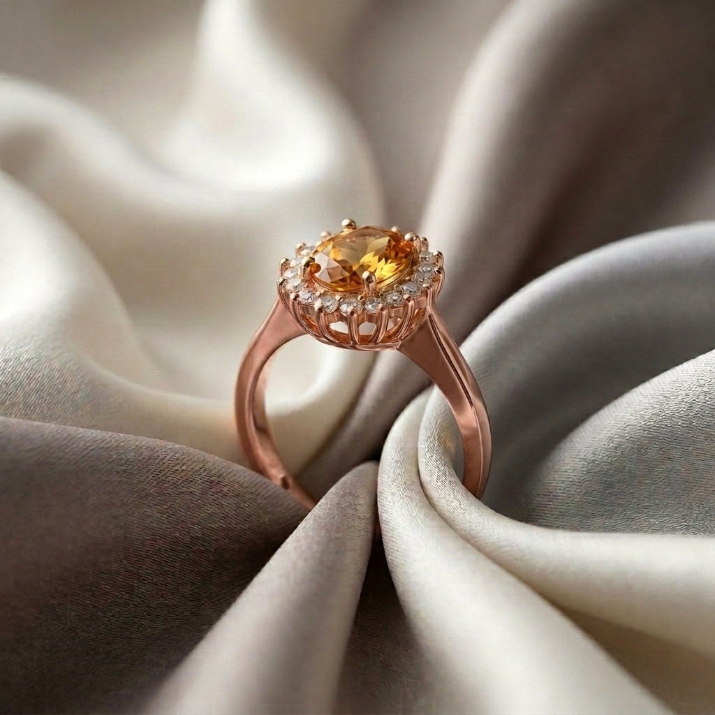 Natural Citrine The Dahlia Ring in 925 Sterling Silver