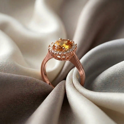 Natural Citrine The Dahlia Ring in 925 Sterling Silver