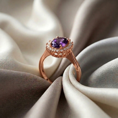 Natural Amethyst The Dahlia Ring in 925 Sterling Silver