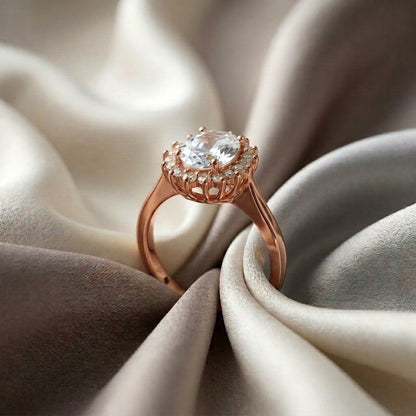 Natural White Topaz The Dahlia Ring in 925 Sterling Silver