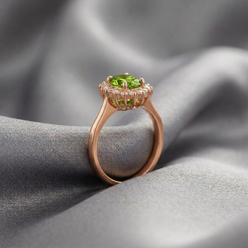 Natural Peridot The Dahlia Ring in 925 Sterling Silver