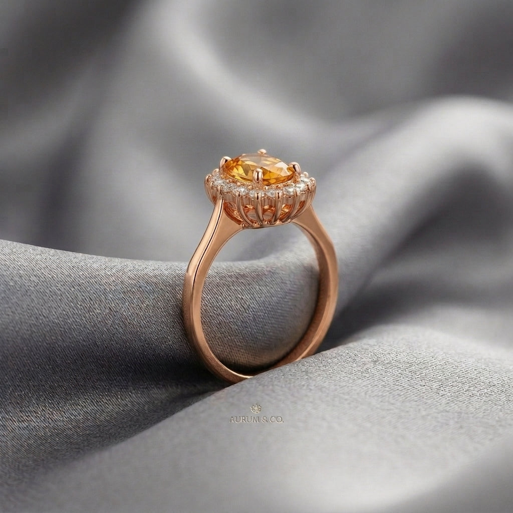 Natural Citrine The Dahlia Ring in 925 Sterling Silver